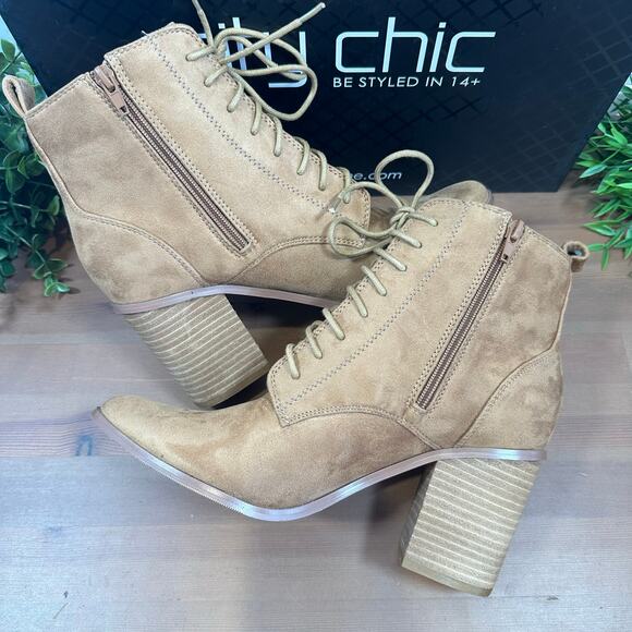 City Chic Women's Wide Fit Calista Ankle Boots Tan Size 40 US 9 - Picture 4 of 8